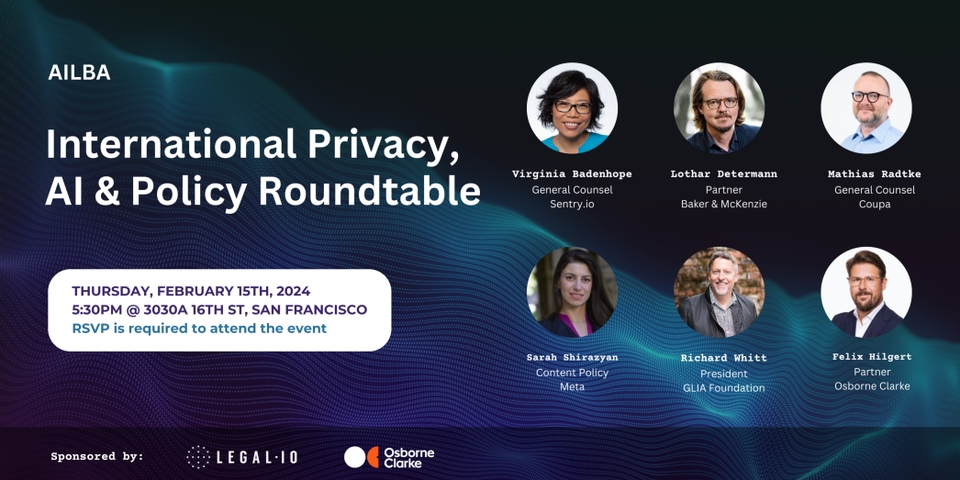 Community Event: AILBA International Privacy, AI & Policy Roundtable, sponsored by Legal.io