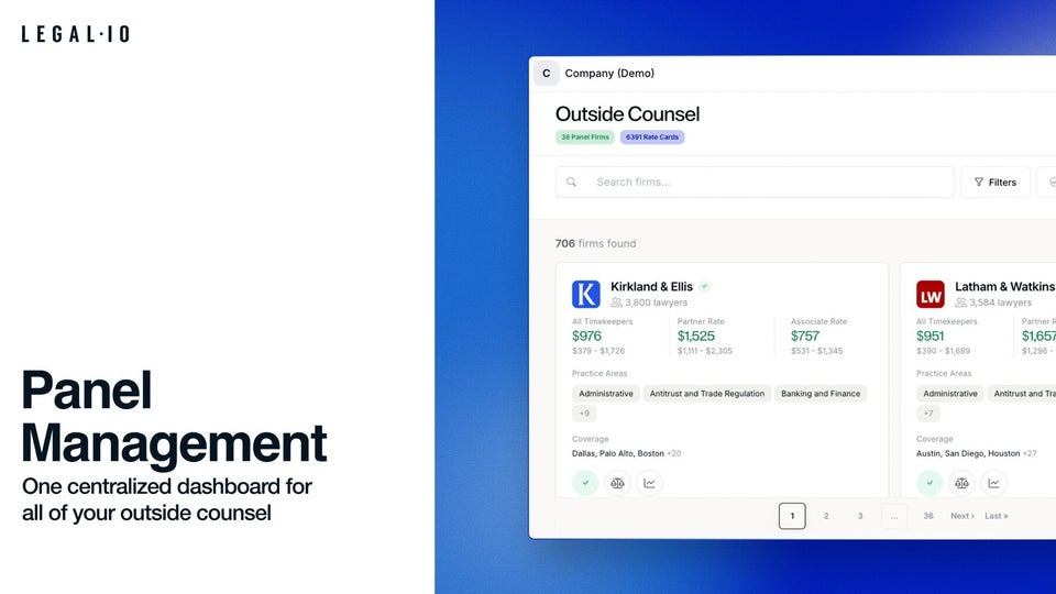 Panel management for greater visibility into your outside counsel relationships